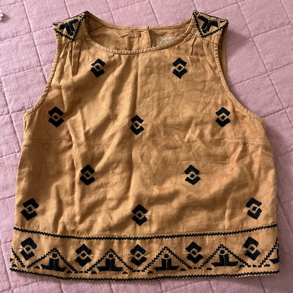 Anthropologie Burnt Orange Button Back Tank Top